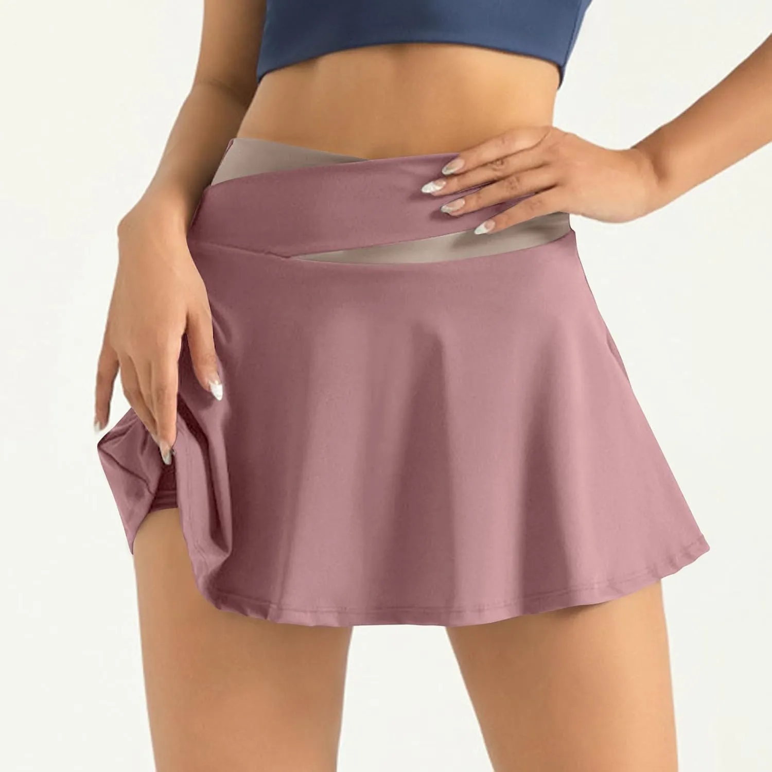 NATHGAM Women's Tennis Skirts High Waisted Tummy Control Pleated Golf Swim Skorts Summer Athletic Running Sports Mini Skorts