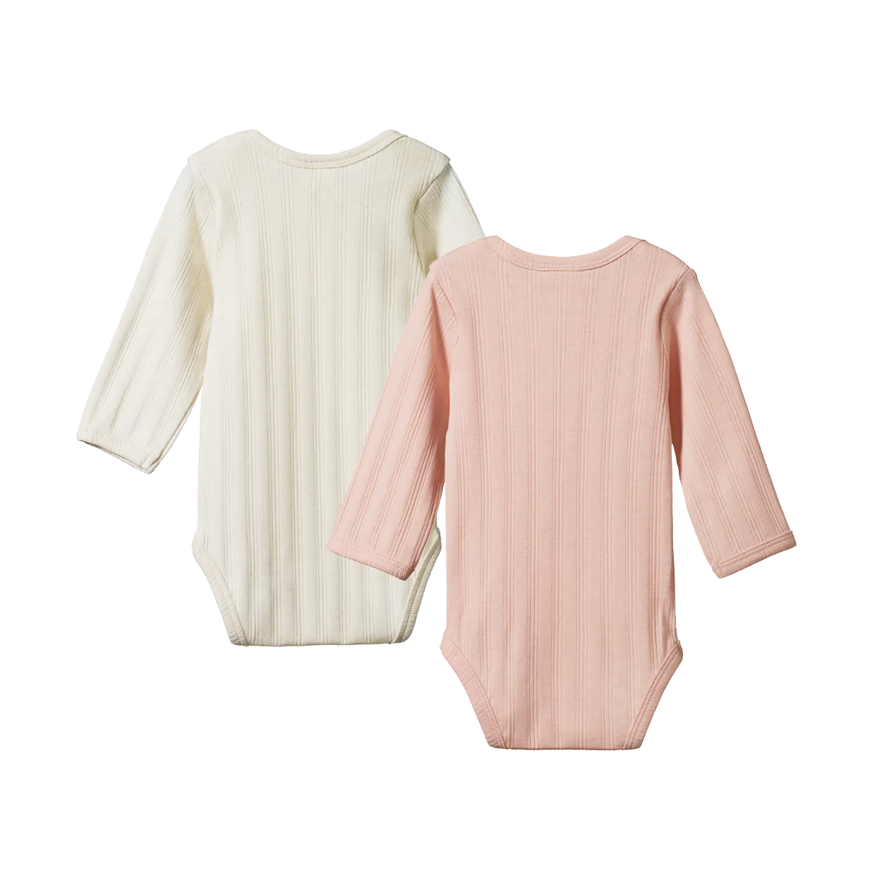 NATURE BABY - LONG SLEEVE BODYSUIT DERBY 2 PACK: ROSE BUD