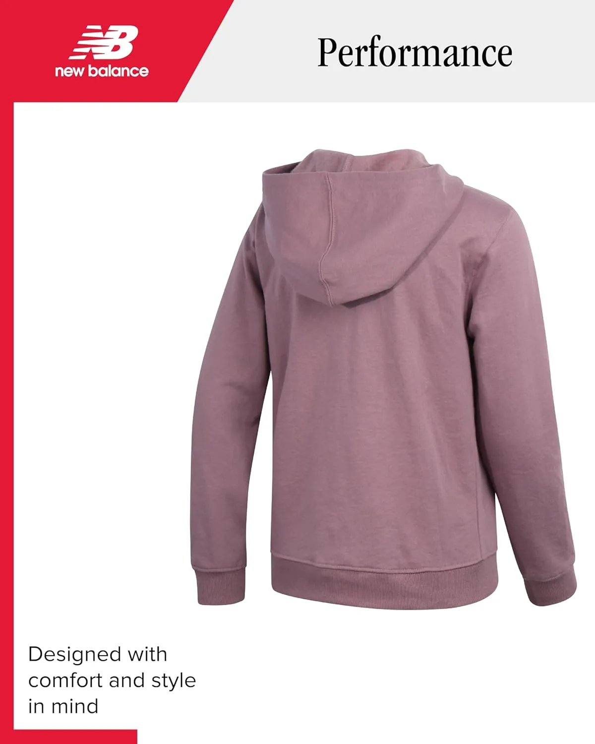 New Balance Girls' Active Sweatshirt - Zip-Up Fleece Hoodie Sweatshirt - Performance Activewear Sweatshirt for Girls (7-16)
