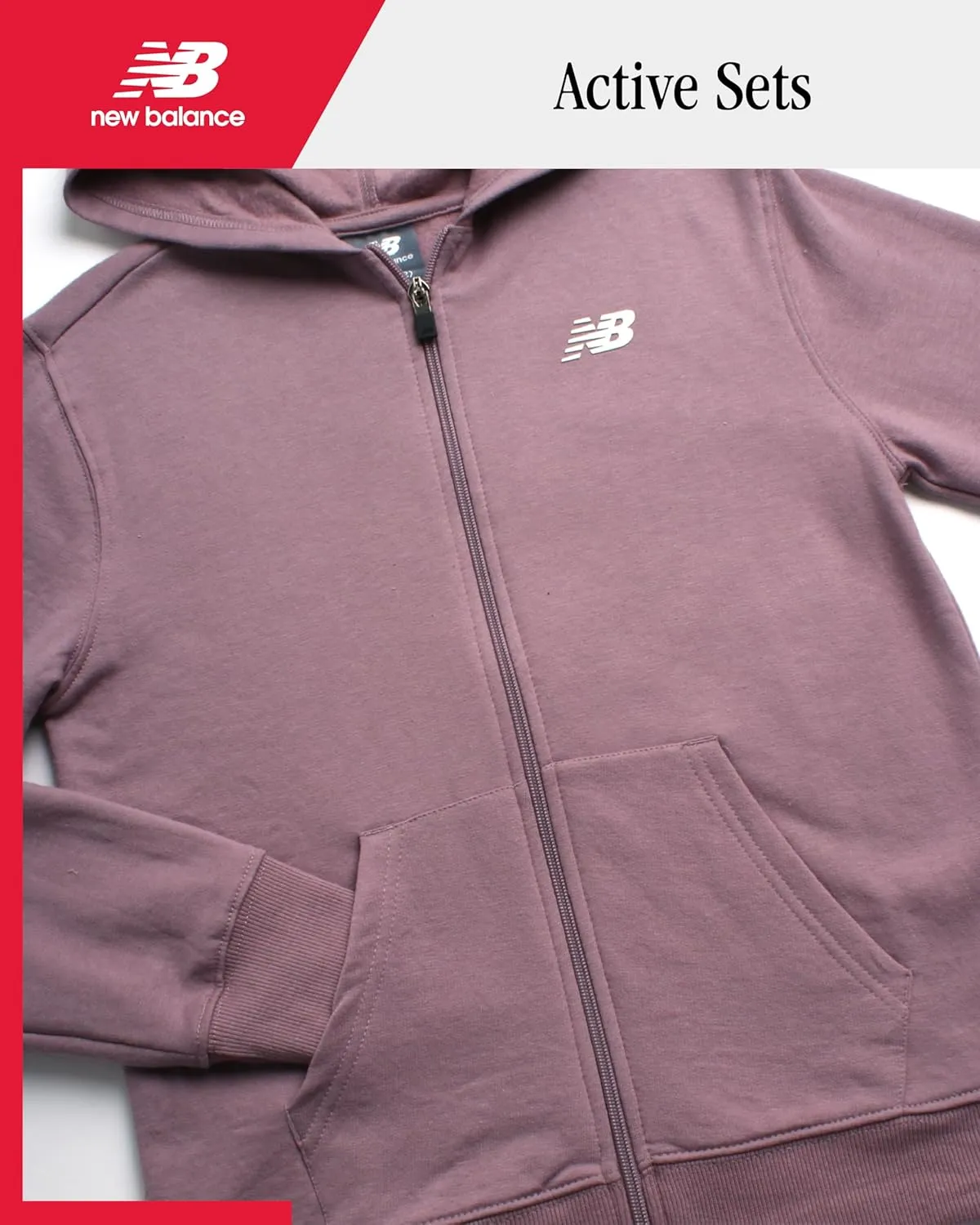 New Balance Girls' Active Sweatshirt - Zip-Up Fleece Hoodie Sweatshirt - Performance Activewear Sweatshirt for Girls (7-16)