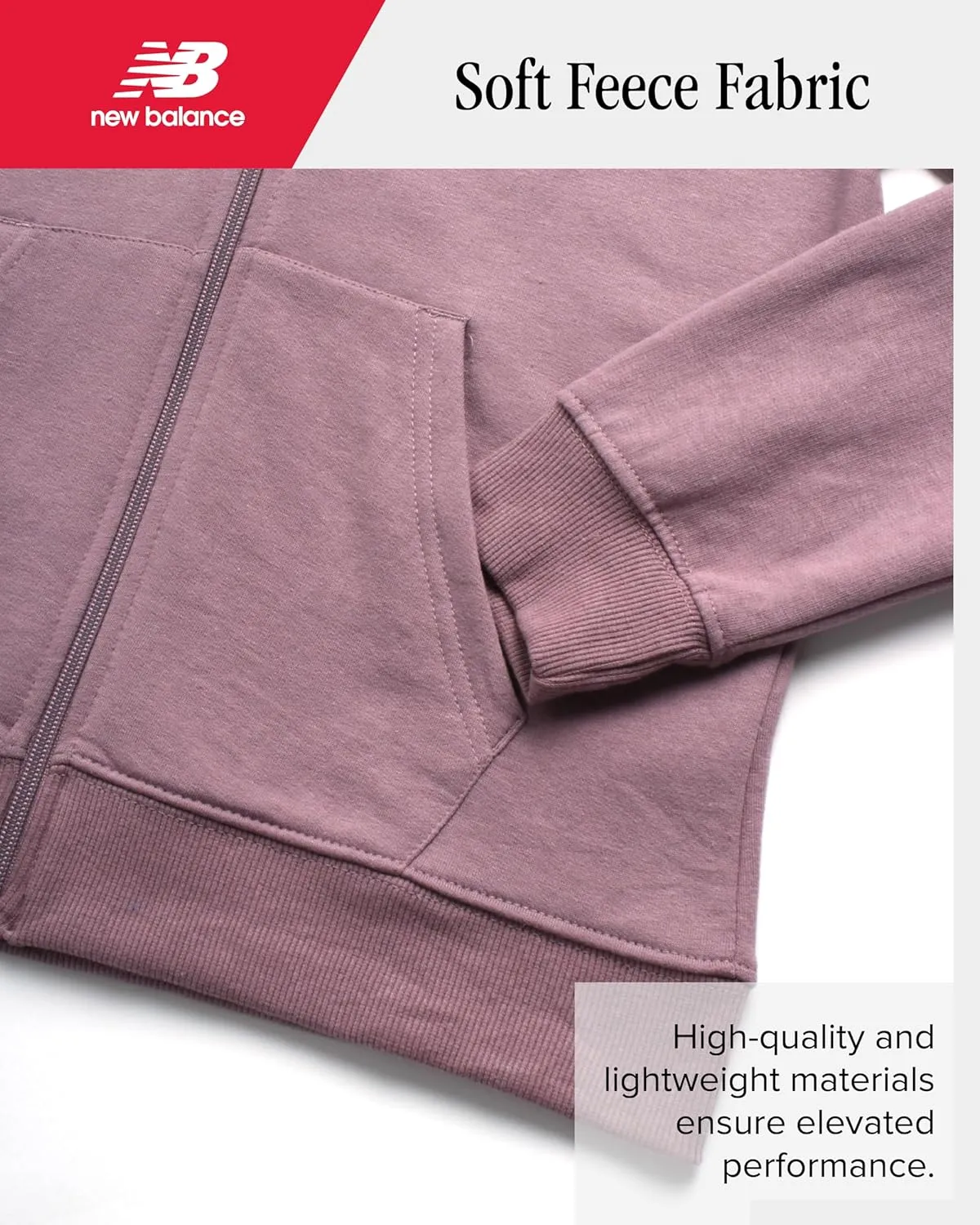 New Balance Girls' Active Sweatshirt - Zip-Up Fleece Hoodie Sweatshirt - Performance Activewear Sweatshirt for Girls (7-16)
