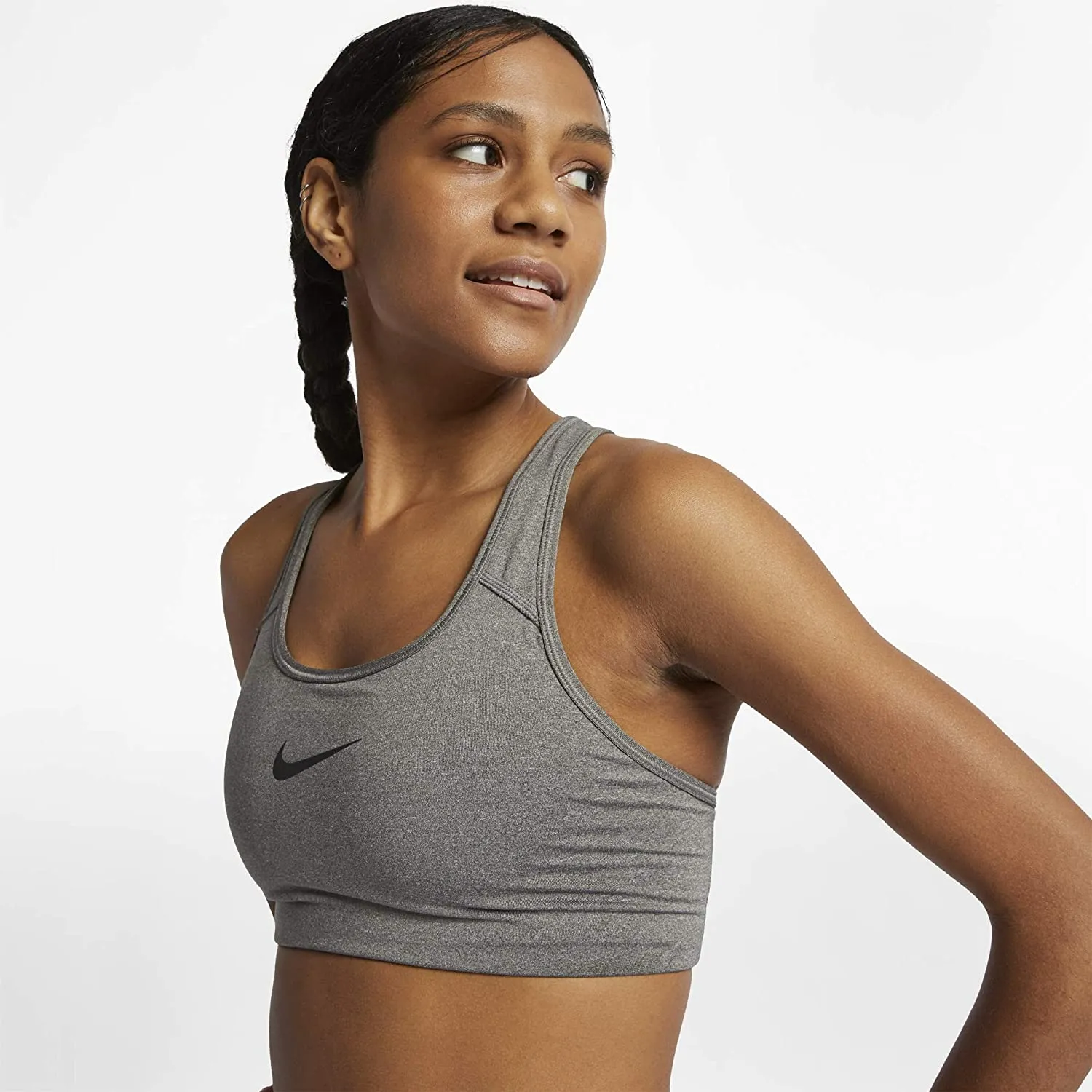 New Nike Womens Swoosh Sports Bra in Grey, Non Padded, Sz 3X!