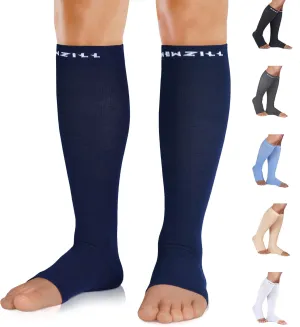 NEWZILL Compression Socks for Women & Men Circulation 20 mmHg, Graduated Open Toe, Cotton Compression Socks for Nurses