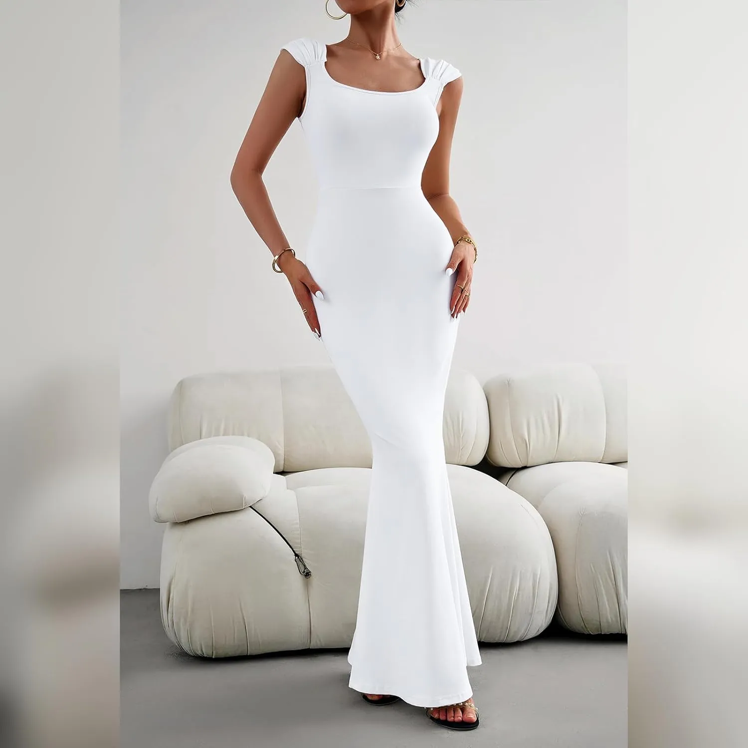 ODIZLI Long Bodycon Dresses For Women Sexy Sleeveless Dress Cap Sleeve Maxi Cami Dresses for Women