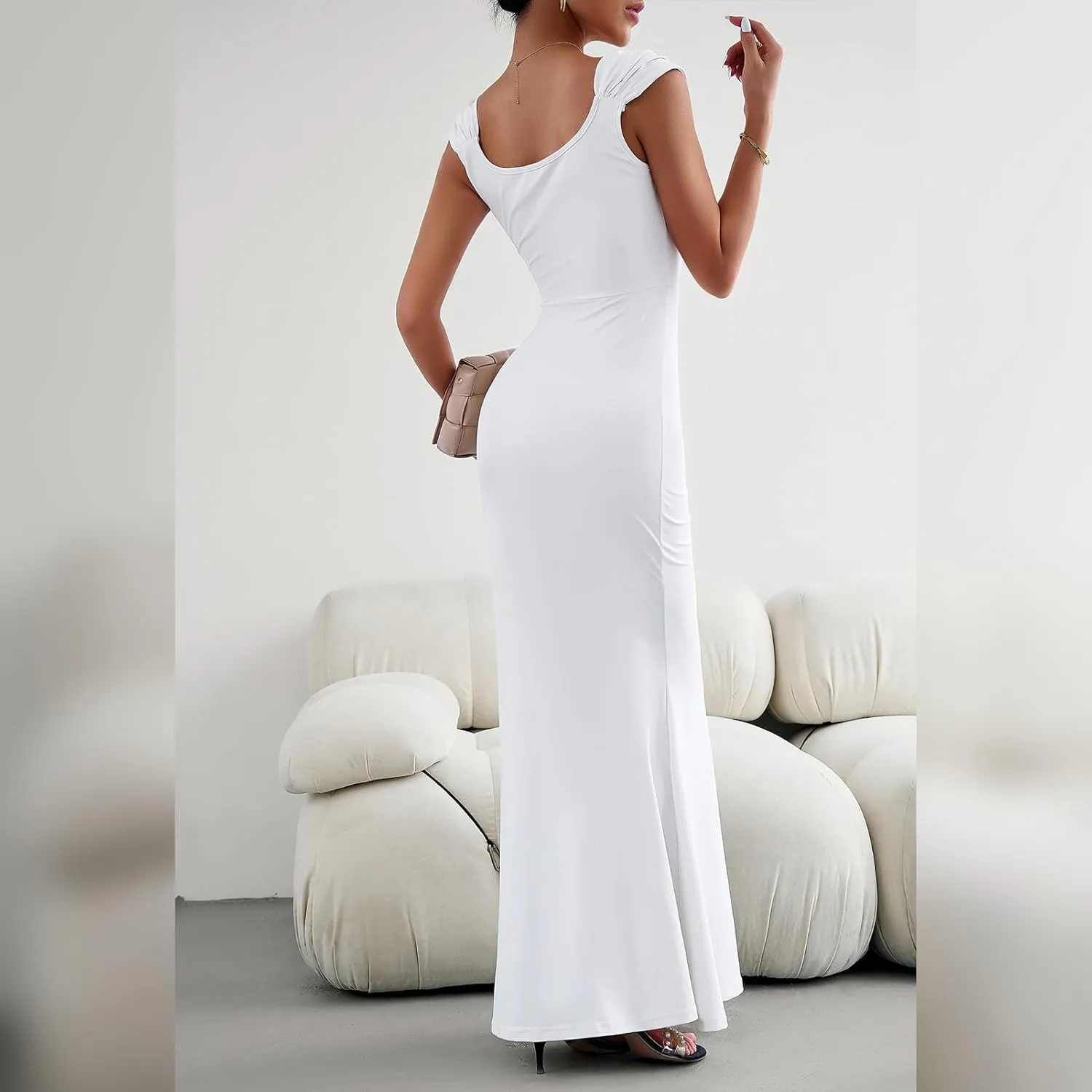ODIZLI Long Bodycon Dresses For Women Sexy Sleeveless Dress Cap Sleeve Maxi Cami Dresses for Women