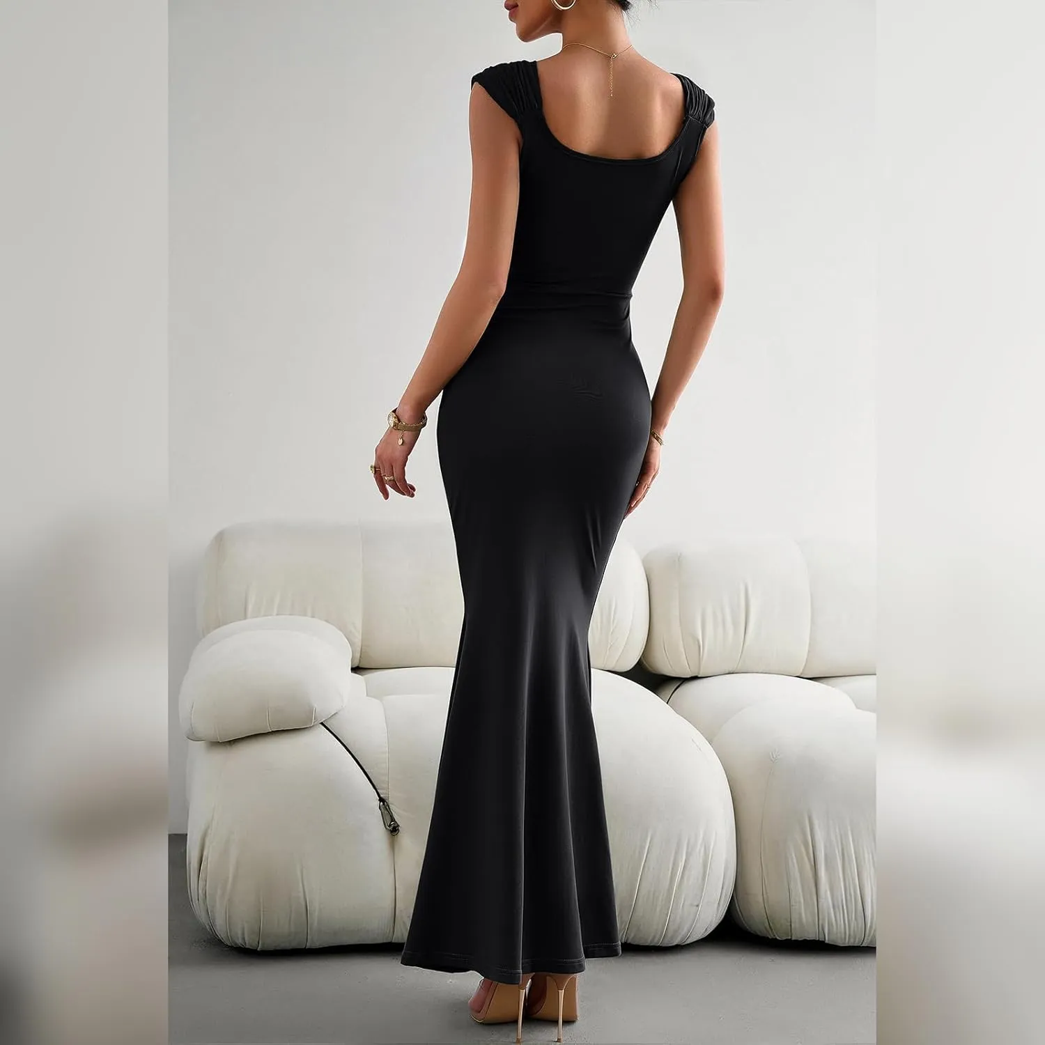 ODIZLI Long Bodycon Dresses For Women Sexy Sleeveless Dress Cap Sleeve Maxi Cami Dresses for Women