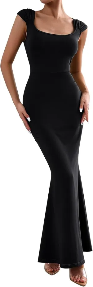 ODIZLI Long Bodycon Dresses For Women Sexy Sleeveless Dress Cap Sleeve Maxi Cami Dresses for Women