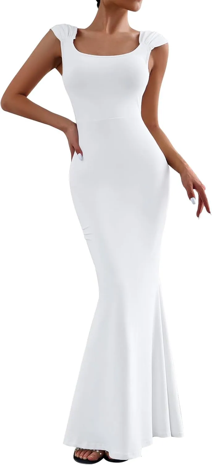 ODIZLI Long Bodycon Dresses For Women Sexy Sleeveless Dress Cap Sleeve Maxi Cami Dresses for Women