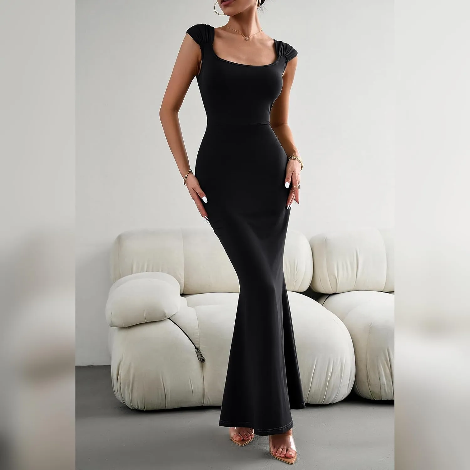 ODIZLI Long Bodycon Dresses For Women Sexy Sleeveless Dress Cap Sleeve Maxi Cami Dresses for Women