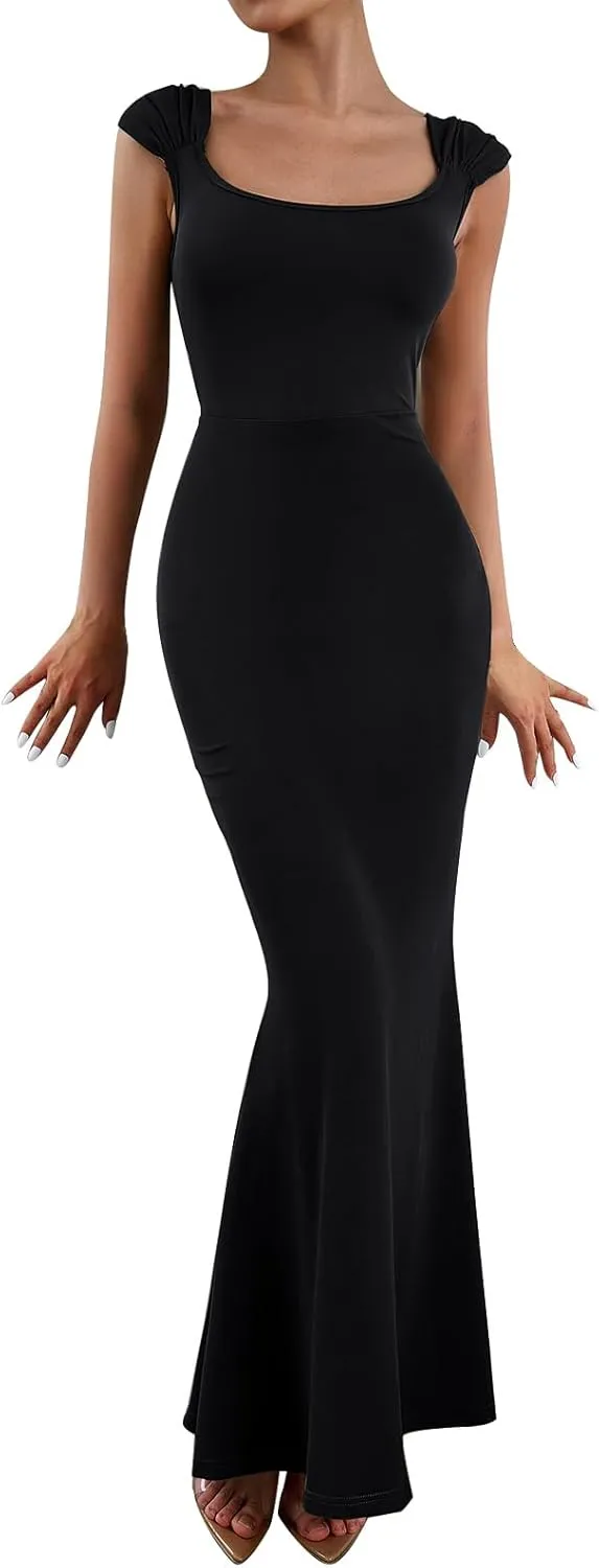 ODIZLI Long Bodycon Dresses For Women Sexy Sleeveless Dress Cap Sleeve Maxi Cami Dresses for Women