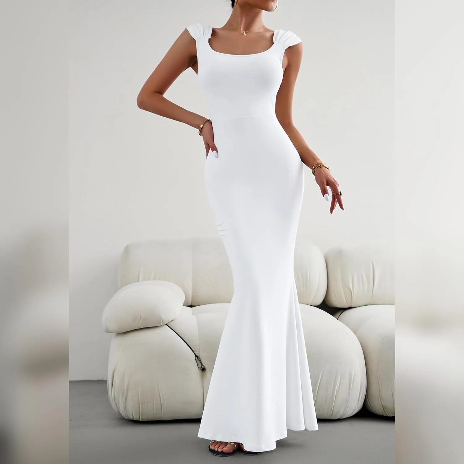ODIZLI Long Bodycon Dresses For Women Sexy Sleeveless Dress Cap Sleeve Maxi Cami Dresses for Women