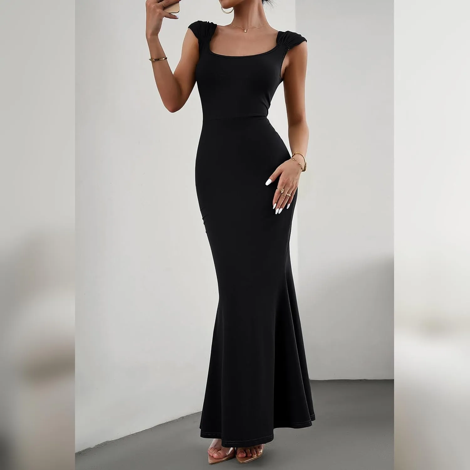 ODIZLI Long Bodycon Dresses For Women Sexy Sleeveless Dress Cap Sleeve Maxi Cami Dresses for Women