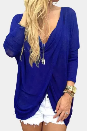 OEM ODM Deep V-Neck Crossed Front Long Sleeve Top