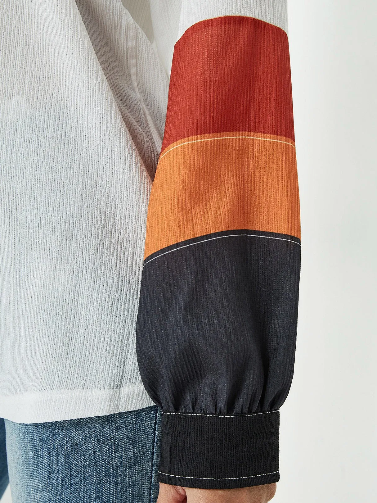 OEM ODM V-Neck Long Sleeve White Top