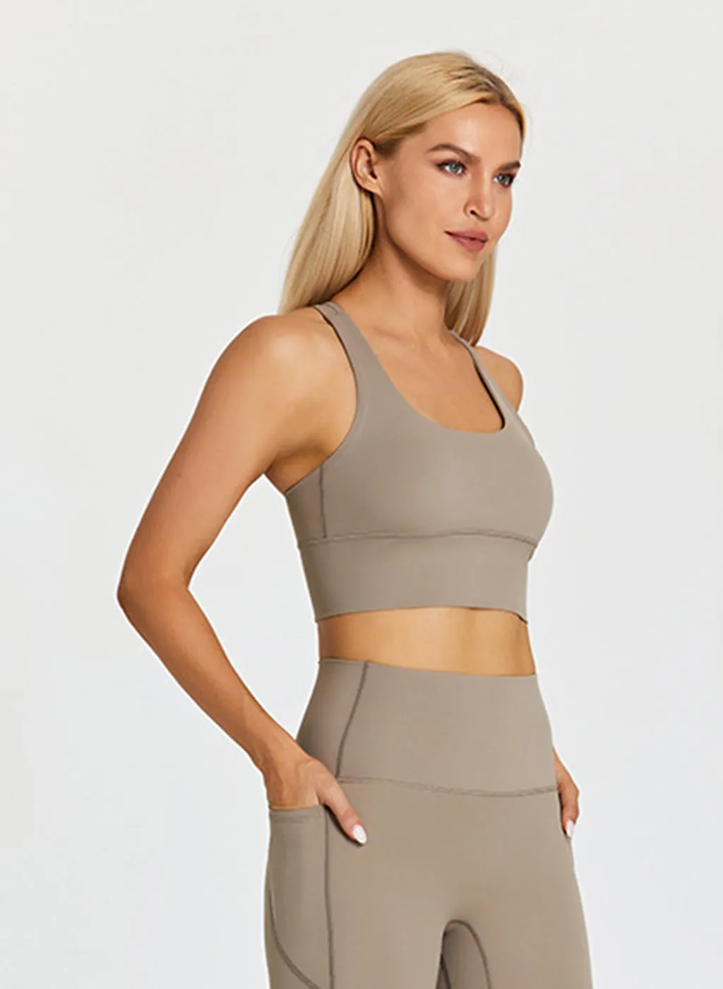 Olivia Crossback Bra - Stone
