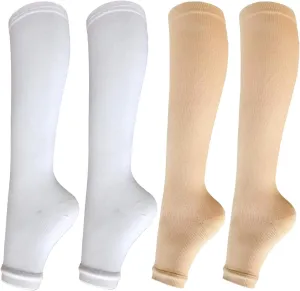 Open Toe Compression Socks for Women Men 15-20 mmHg 4 Pairs Toeless Footless Socks Compression