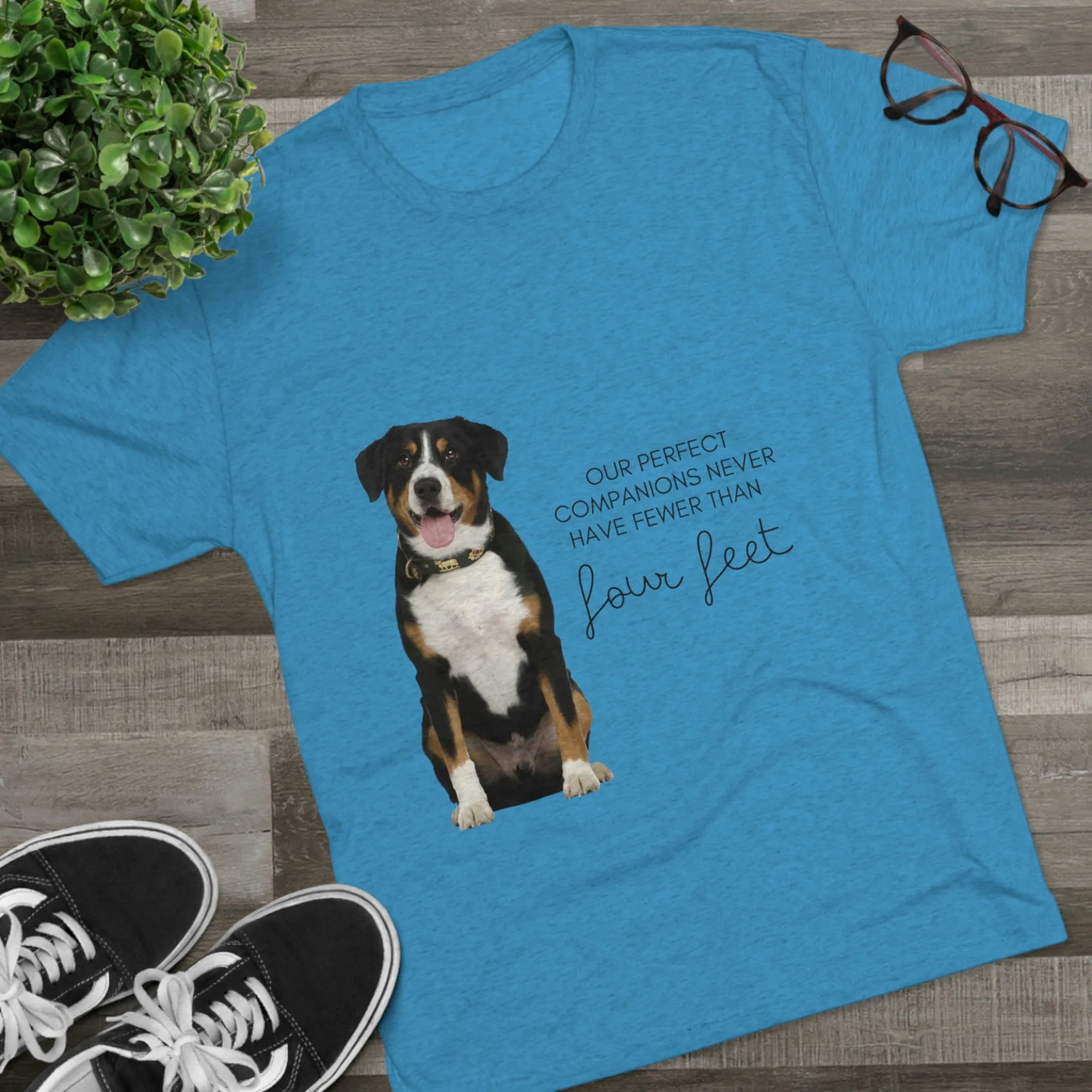 our perfect companions never have fewer than four feet dog POD Unisex Tri-Blend Crew Tee