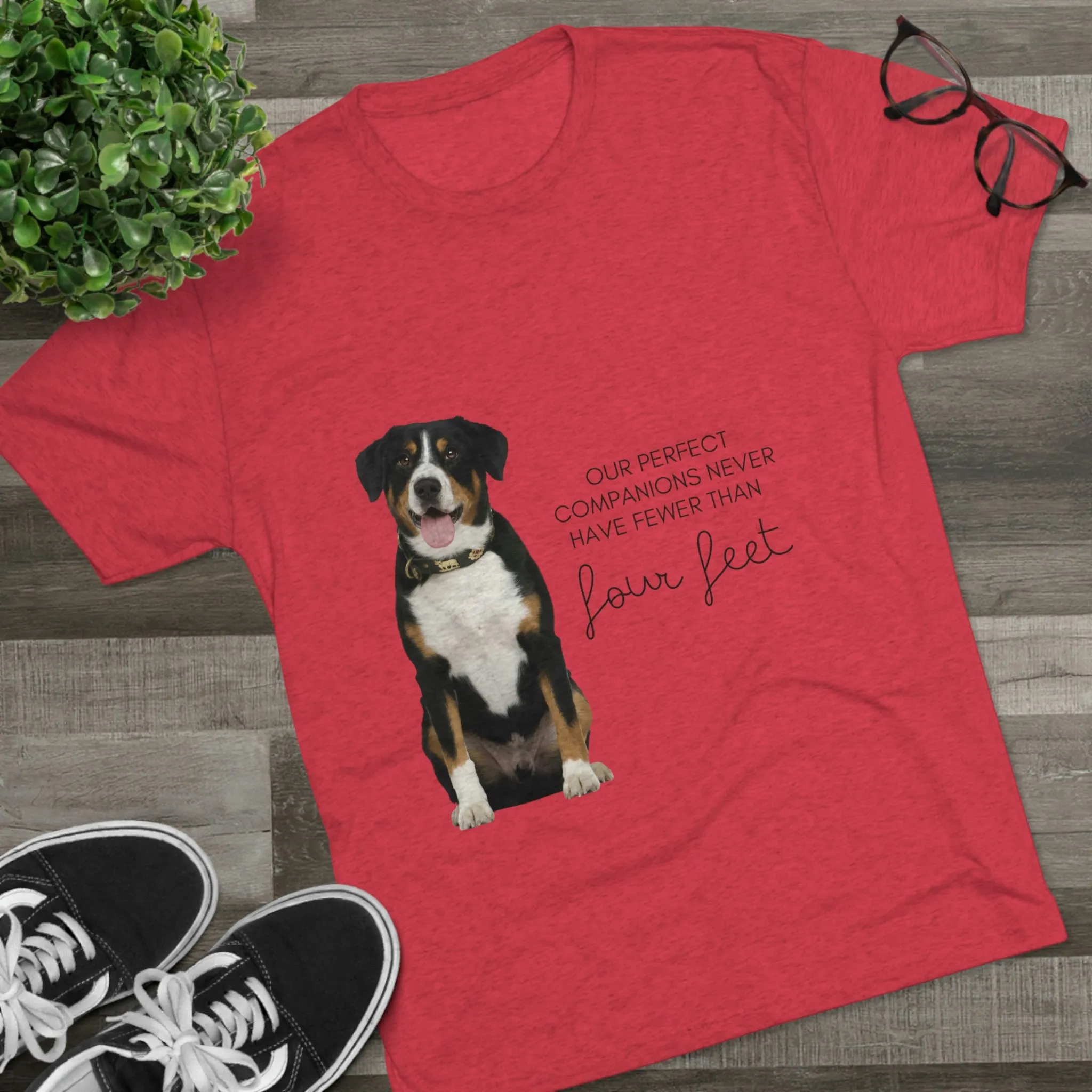 our perfect companions never have fewer than four feet dog POD Unisex Tri-Blend Crew Tee