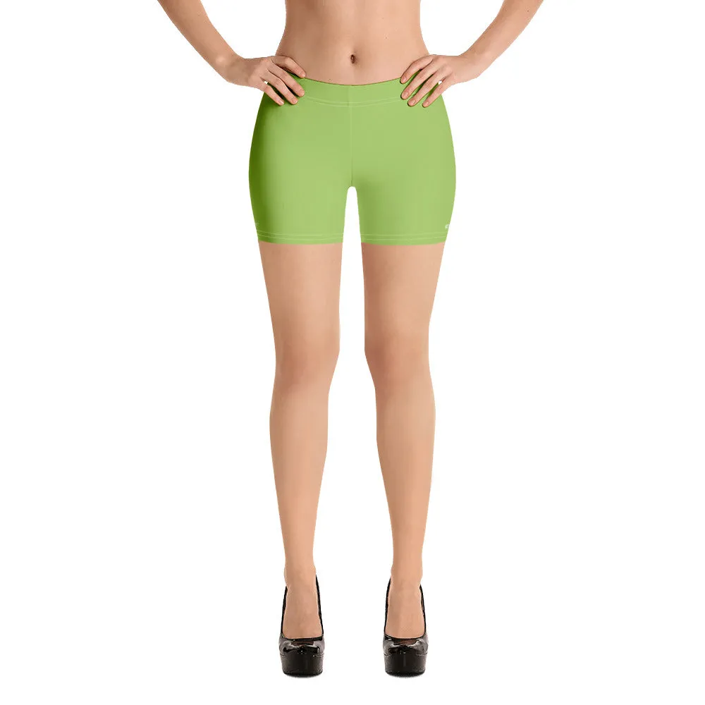 Pastel Green Women's Best Shorts, Premium Light Green Elastic Short Tights-Made in USA/EU