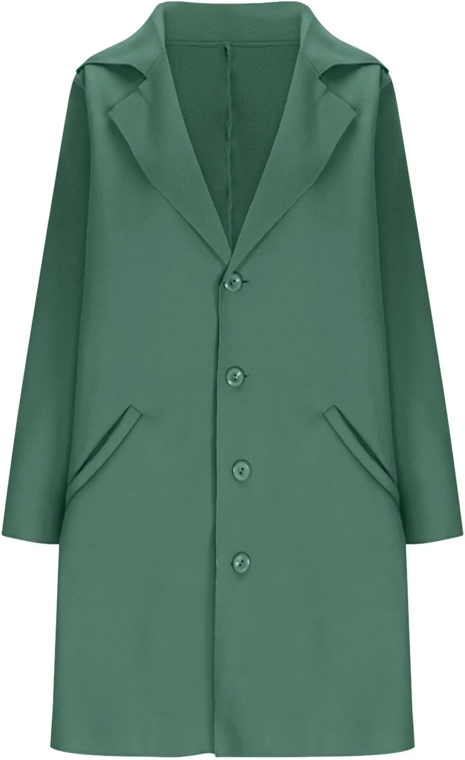 Pea Coats for Women Fall Mid-Long Wool Blend Peacoat Notched Lapel Collar Single-Breasted Overcoat Plus Size Trench Coat