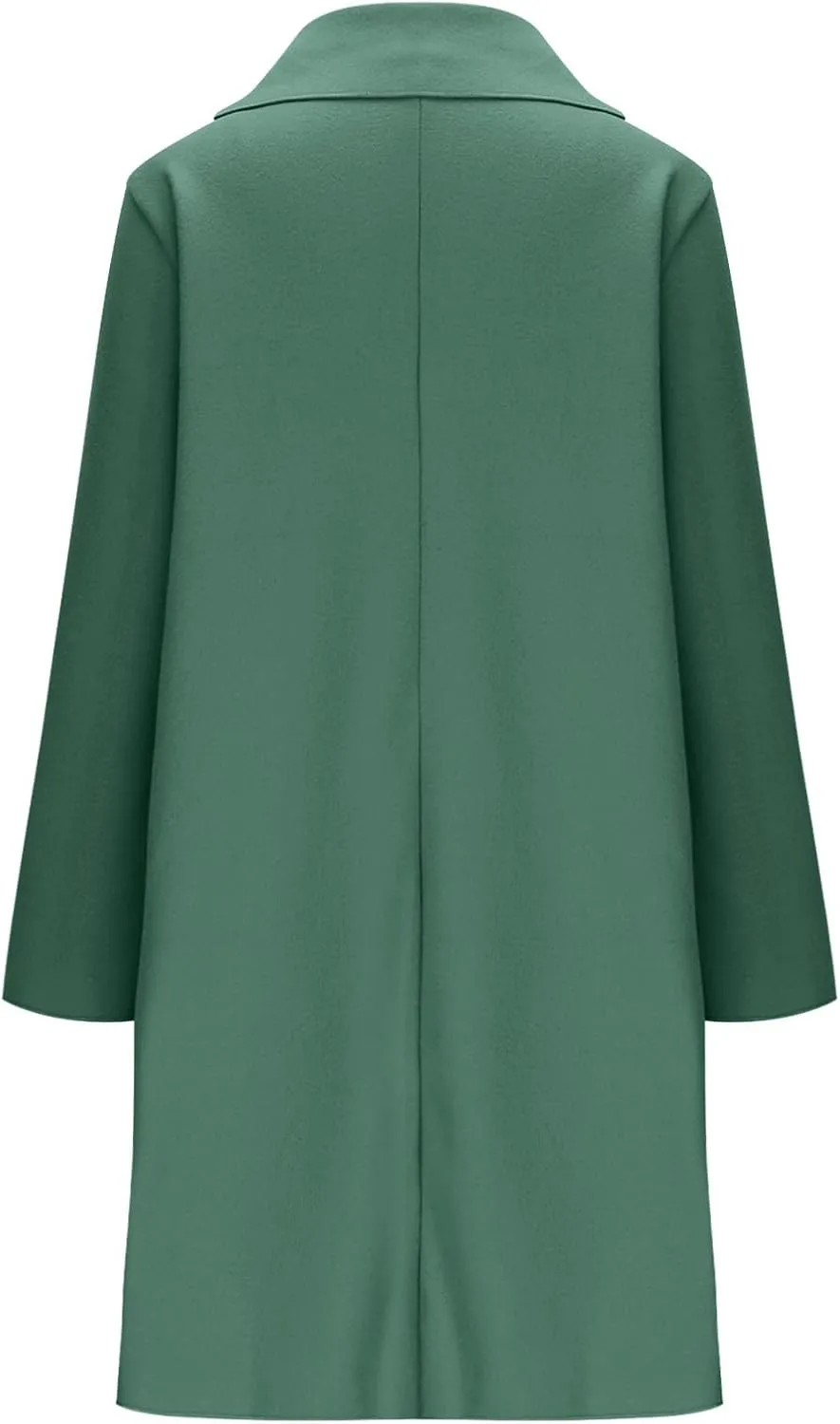 Pea Coats for Women Fall Mid-Long Wool Blend Peacoat Notched Lapel Collar Single-Breasted Overcoat Plus Size Trench Coat