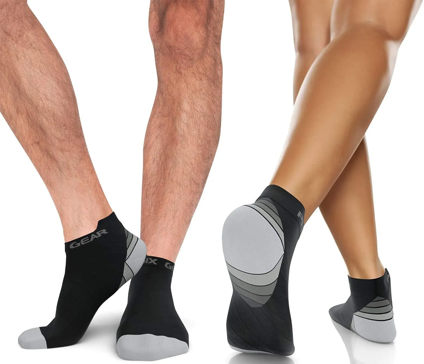 Physix Gear Short Compression Socks for Men & Women - Best Low Compression Socks Women & Men Ankle Socks with Arch Support