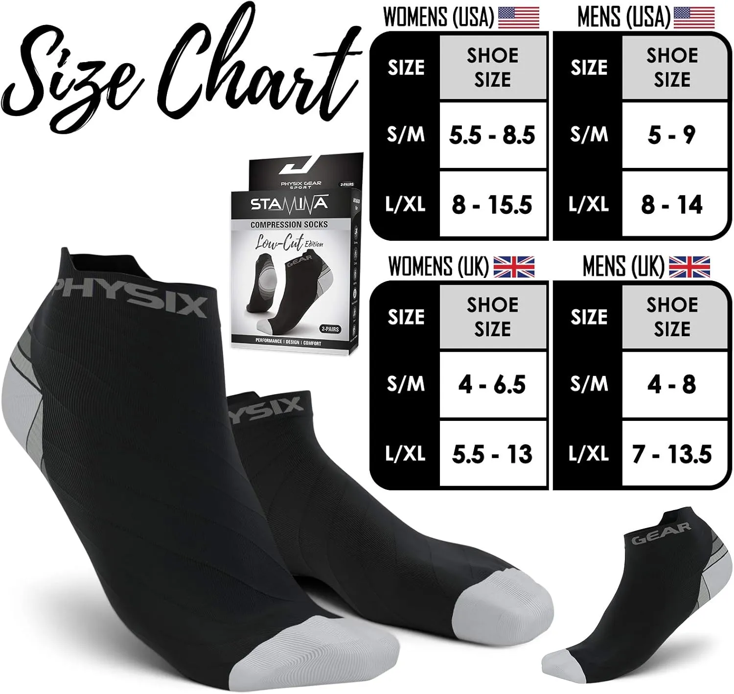 Physix Gear Short Compression Socks for Men & Women - Best Low Compression Socks Women & Men Ankle Socks with Arch Support