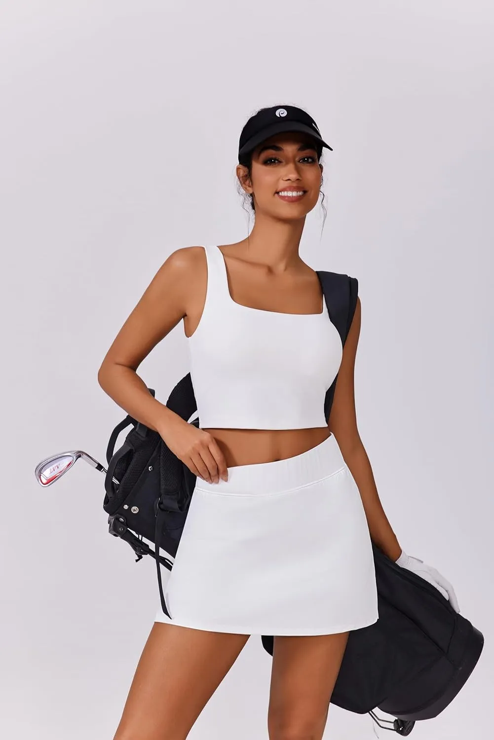 PINSPARK 15" Golf Skorts for Woman High Waisted Athletic Skorts with Pockets Lightweight Pickleball Activewear for Tennis