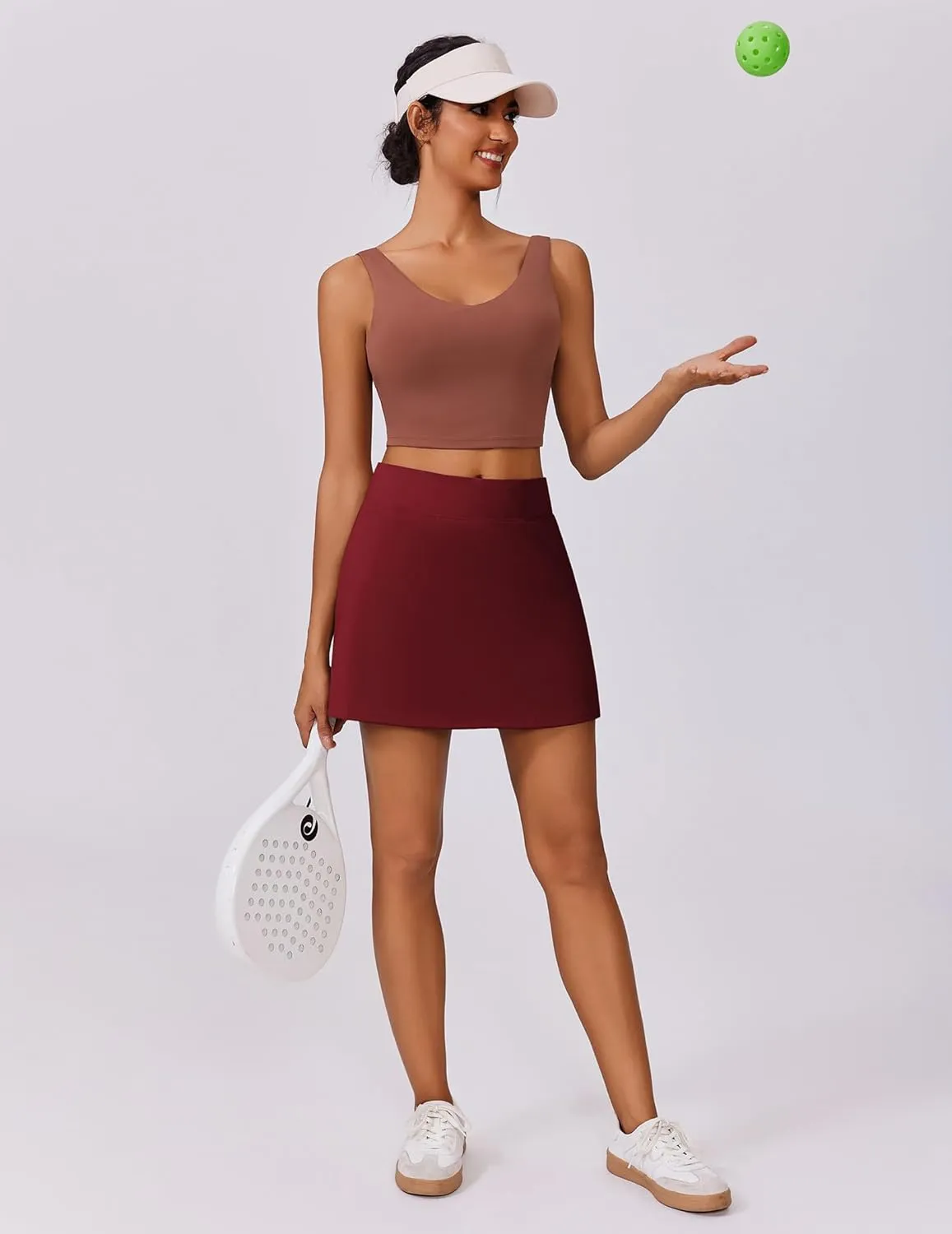 PINSPARK 15" Golf Skorts for Woman High Waisted Athletic Skorts with Pockets Lightweight Pickleball Activewear for Tennis