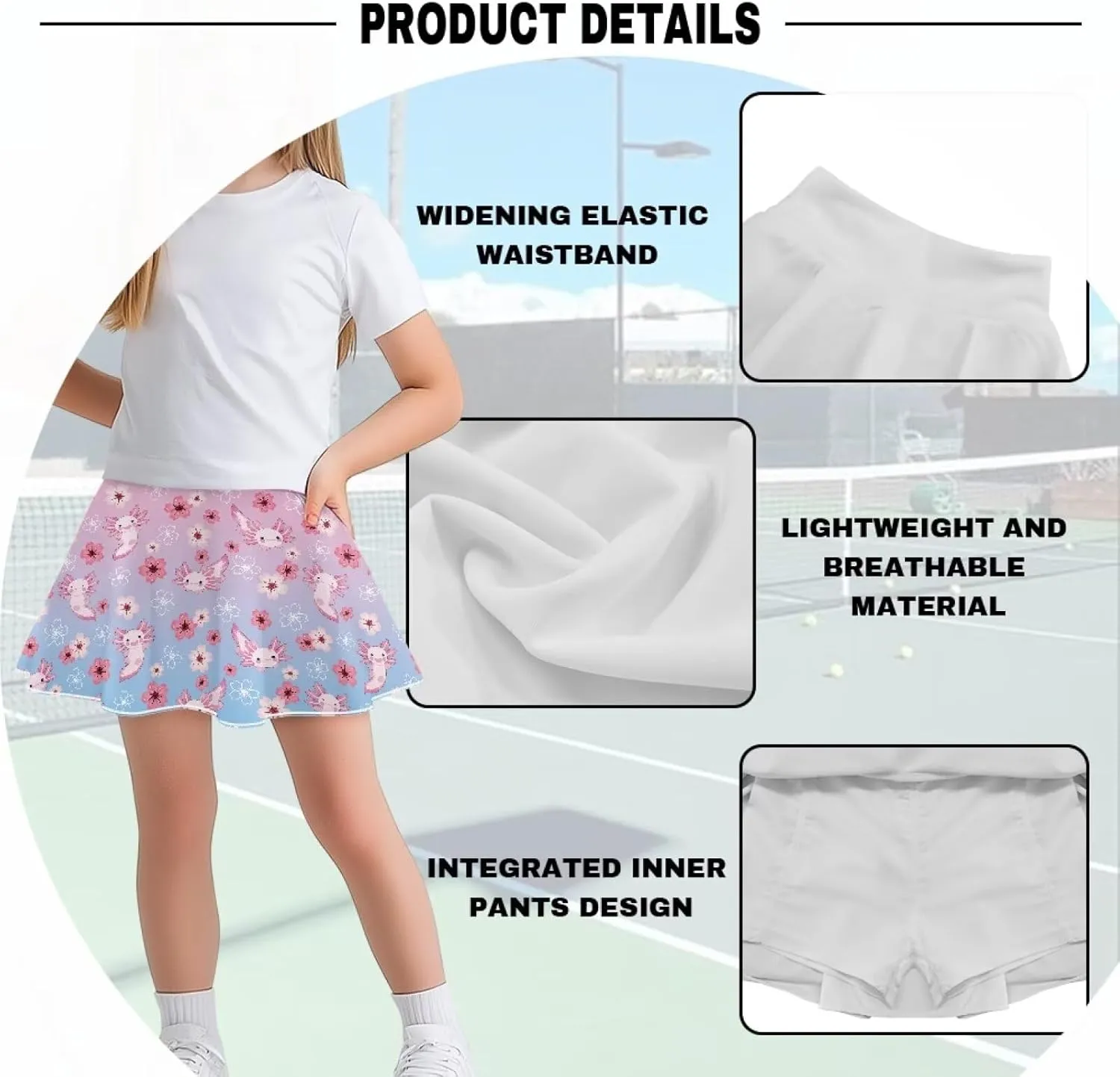 Pleated Skirts Girls' Tennis Skirts Golf Skort Athletic Skirts with Shorts