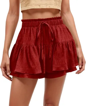 Pleated Tennis Skirt for Women High Waisted with Shorts Underneath Drawstring Athletic Golf Ruffle Skorts Skirts