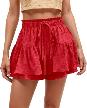 Pleated Tennis Skirt for Women High Waisted with Shorts Underneath Drawstring Athletic Golf Ruffle Skorts Skirts