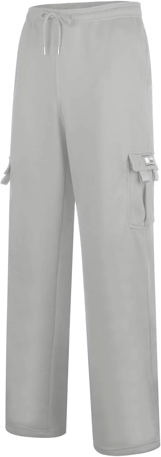 Plus Size Cargo Sweatpants for Men Casual Drawstring Waist Open Bottom Sweatpants Baggy Sweat Pants with Pockets