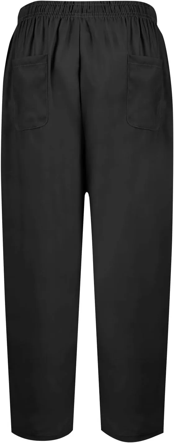Plus Size Linen Pants for Women Wide Leg Cropped Pants Drawstring High Waisted Capri Pants Casual Loose Beach Pants