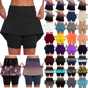 Plus Size Skorts for Women Tummy Control High Waisted Athletic Tennis Golf Skirts with Shorts Biker Shorts, XX-Large