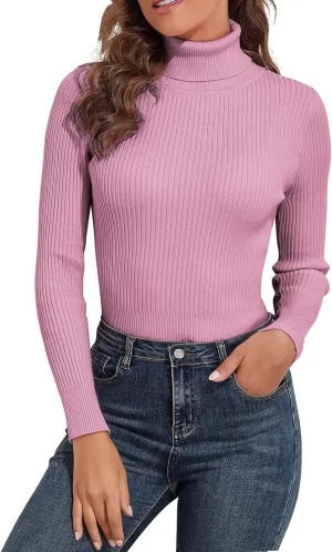PrettyGuide Women's Ribbed Turtleneck Long Sleeve Sweater Tops