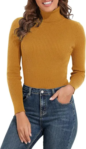 PrettyGuide Women's Ribbed Turtleneck Long Sleeve Sweater Tops
