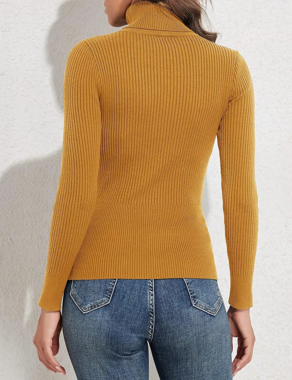 PrettyGuide Women's Ribbed Turtleneck Long Sleeve Sweater Tops