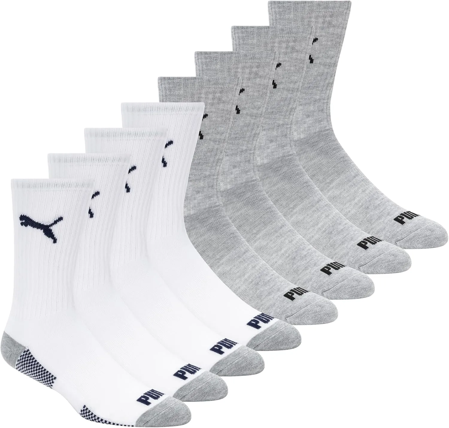 PUMA Men's 8 Pack Athletic Cushioned Crew Socks