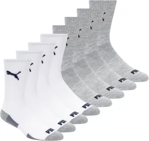 PUMA Men's 8 Pack Athletic Cushioned Crew Socks