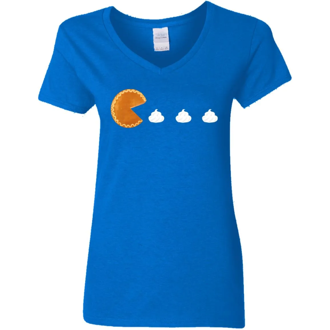 Pumpkin Pac Man -- Ladies' 5.3 oz. V-Neck T-Shirt