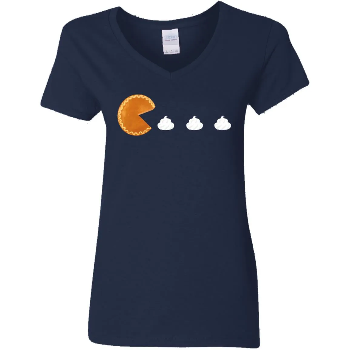 Pumpkin Pac Man -- Ladies' 5.3 oz. V-Neck T-Shirt