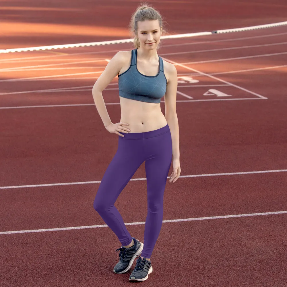 Purple Women's Casual Leggings, Solid Color Ladies' Premium Tights-Made in USA/EU/MX