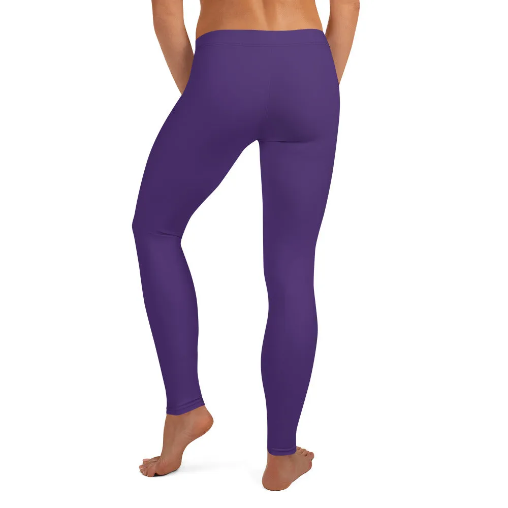 Purple Women's Casual Leggings, Solid Color Ladies' Premium Tights-Made in USA/EU/MX