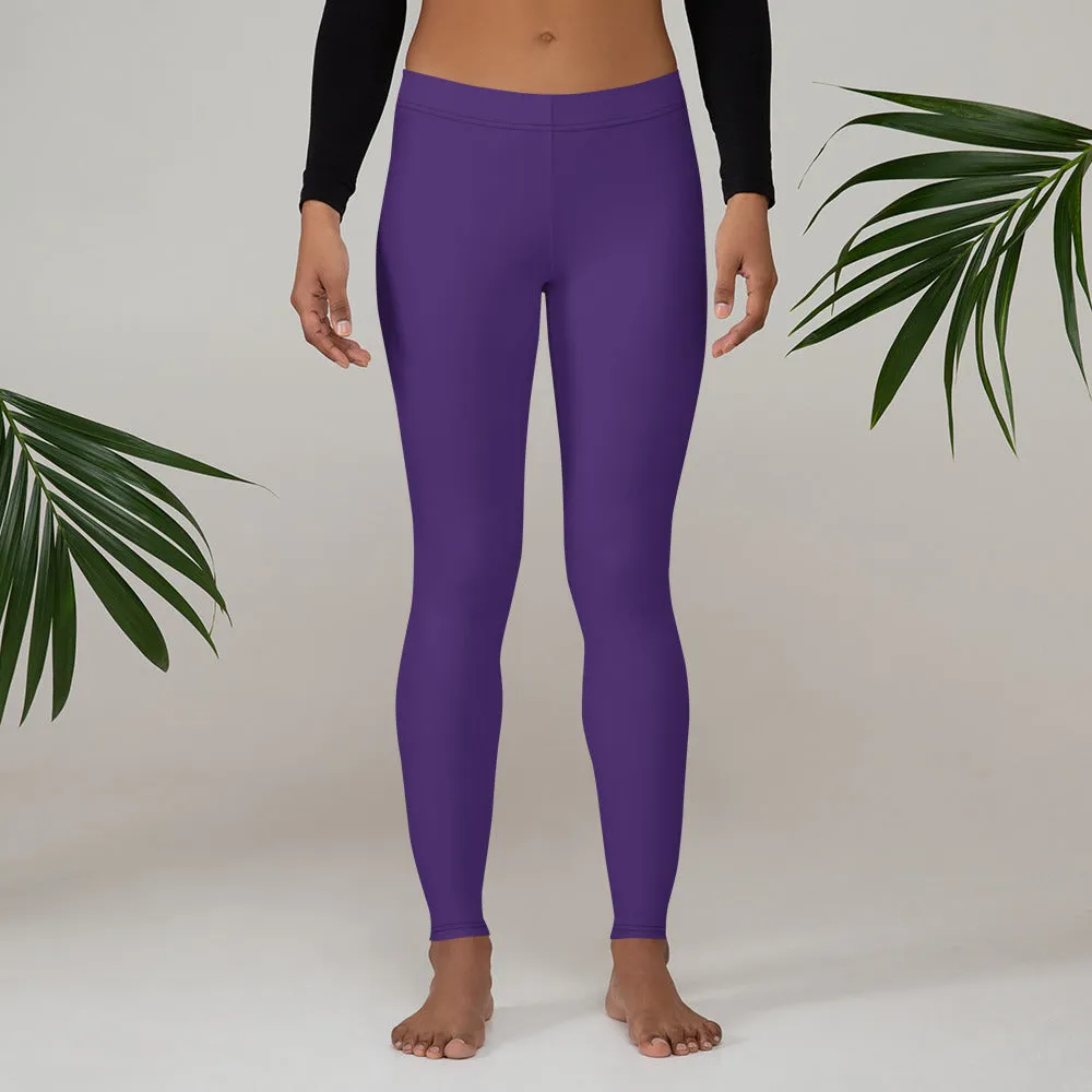 Purple Women's Casual Leggings, Solid Color Ladies' Premium Tights-Made in USA/EU/MX