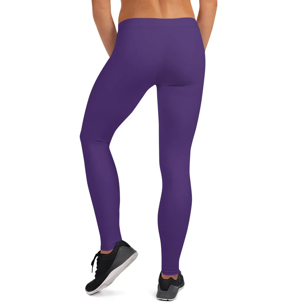 Purple Women's Casual Leggings, Solid Color Ladies' Premium Tights-Made in USA/EU/MX