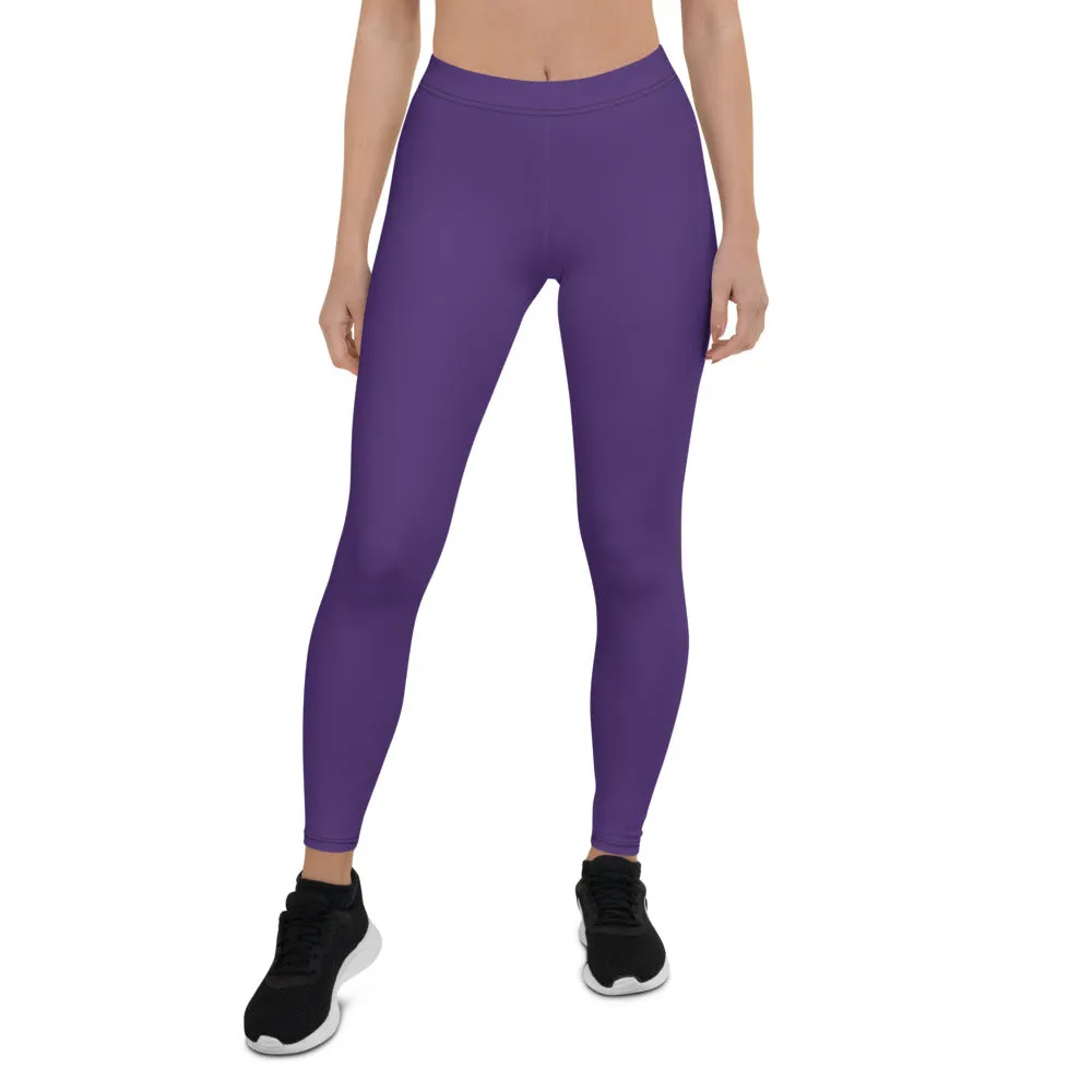 Purple Women's Casual Leggings, Solid Color Ladies' Premium Tights-Made in USA/EU/MX