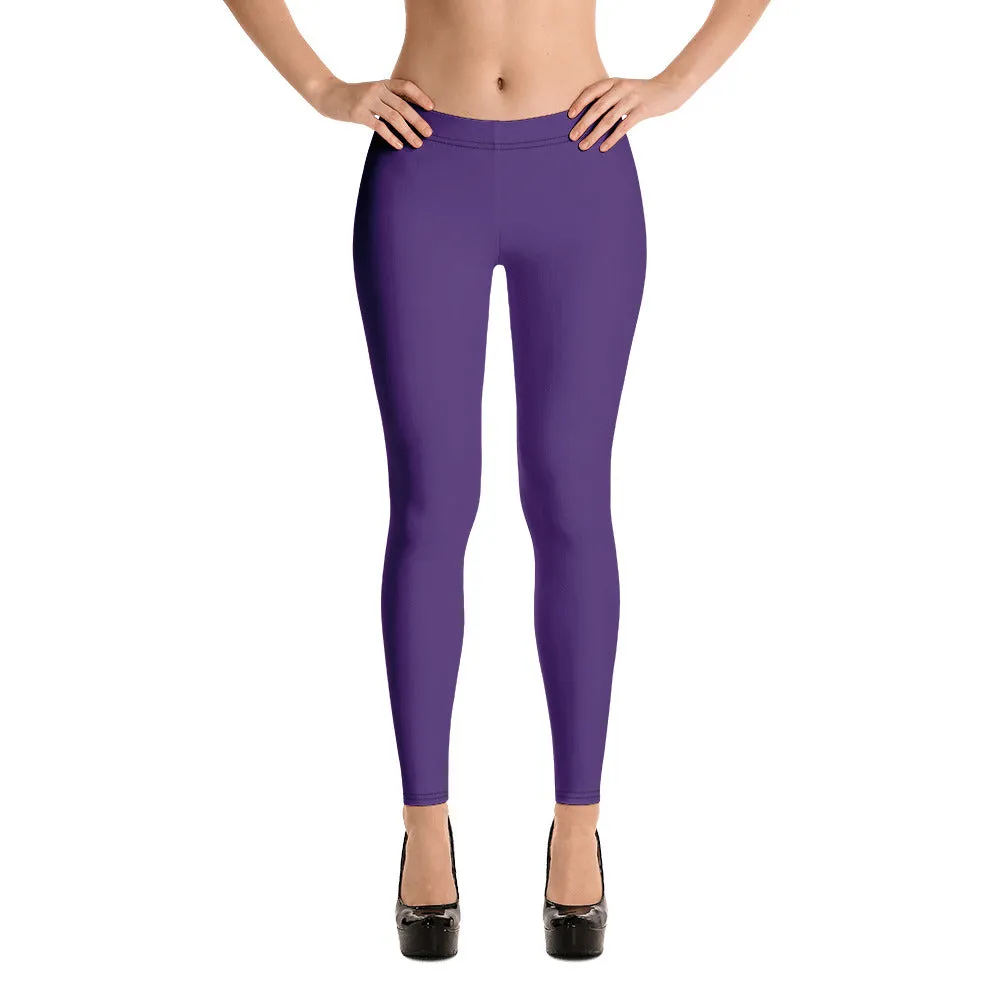 Purple Women's Casual Leggings, Solid Color Ladies' Premium Tights-Made in USA/EU/MX