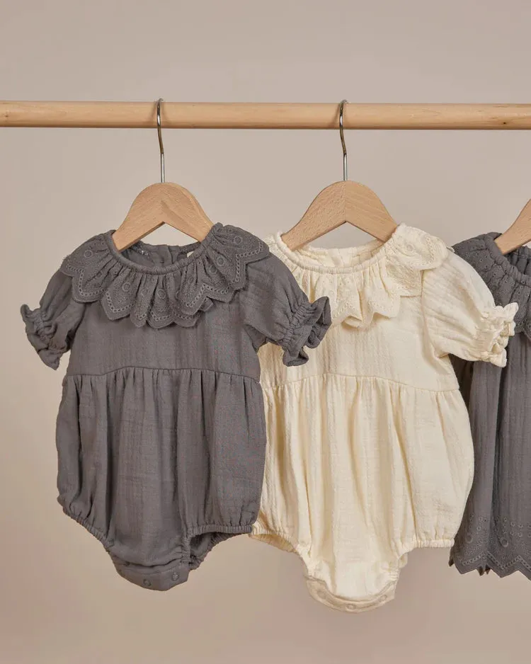 Quincy Mae - Collared Romper (Ivory)
