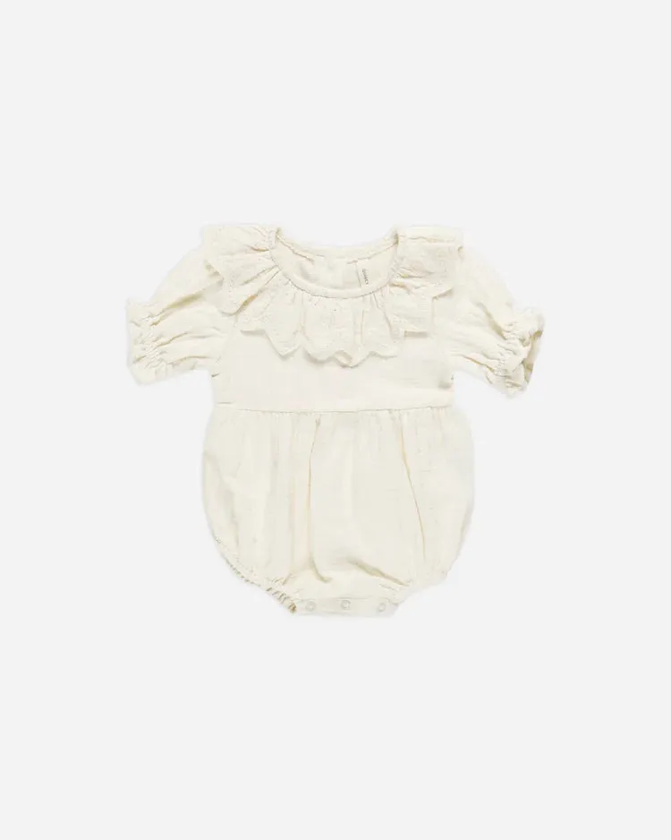 Quincy Mae - Collared Romper (Ivory)
